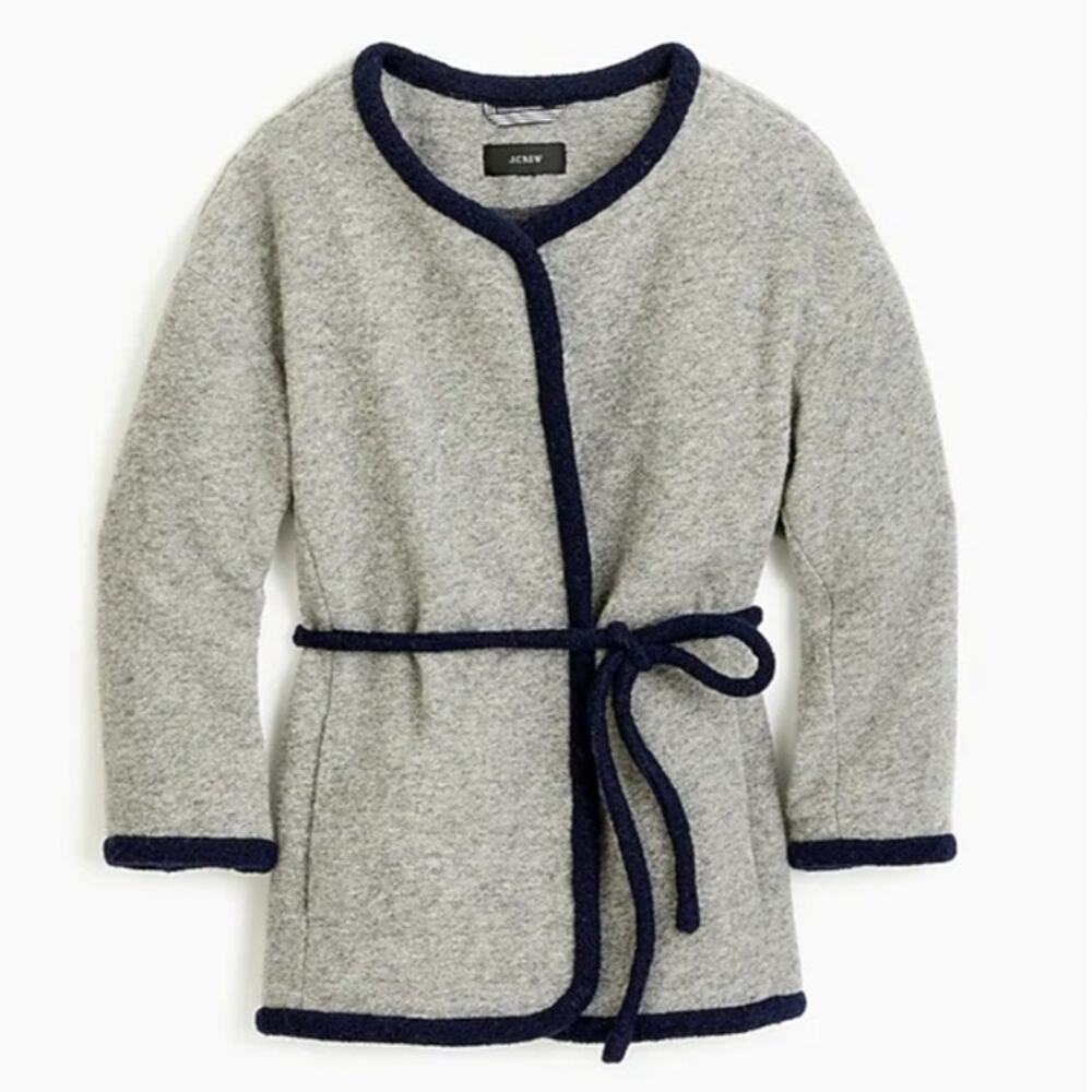 J. Crew Small Wrap Jacket In Boiled Wool Gray Navy - Picture 4 of 9